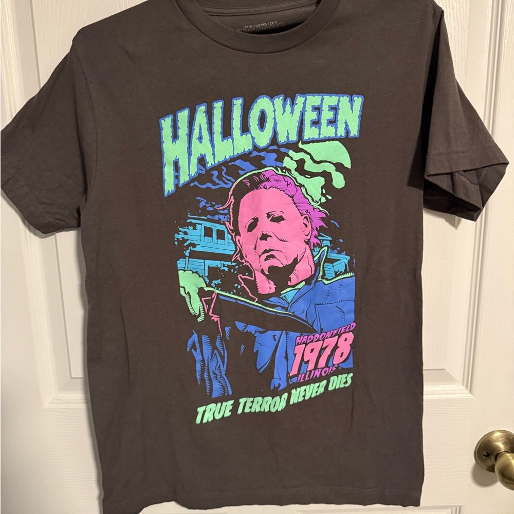 Halloween Michael Myers Dark Gray Neon Shirt Men’s Size Small